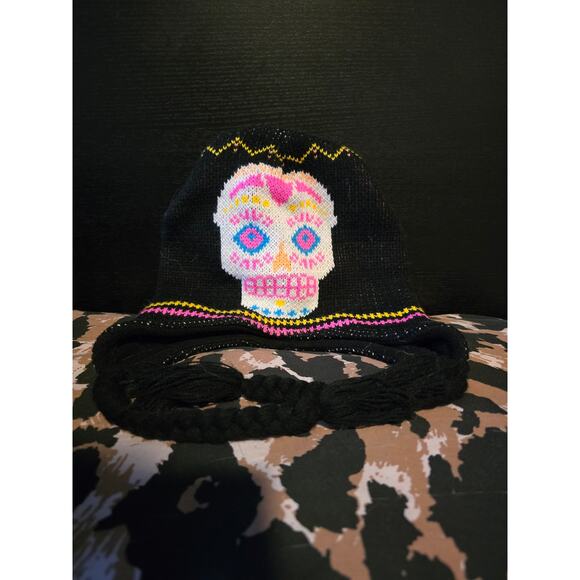 Unbranded sugar skull day of the dead knit beanie with ear flaps one size - Picture 2 of 7